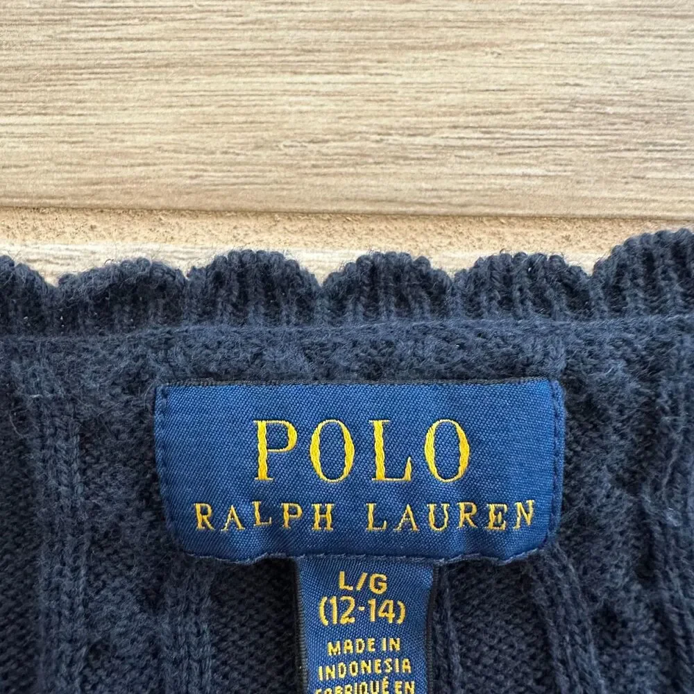 Polo Ralph Lauren Mini-Cable Cotton Cardigan Girls Size L (12-14) - Picture 2 of 6
